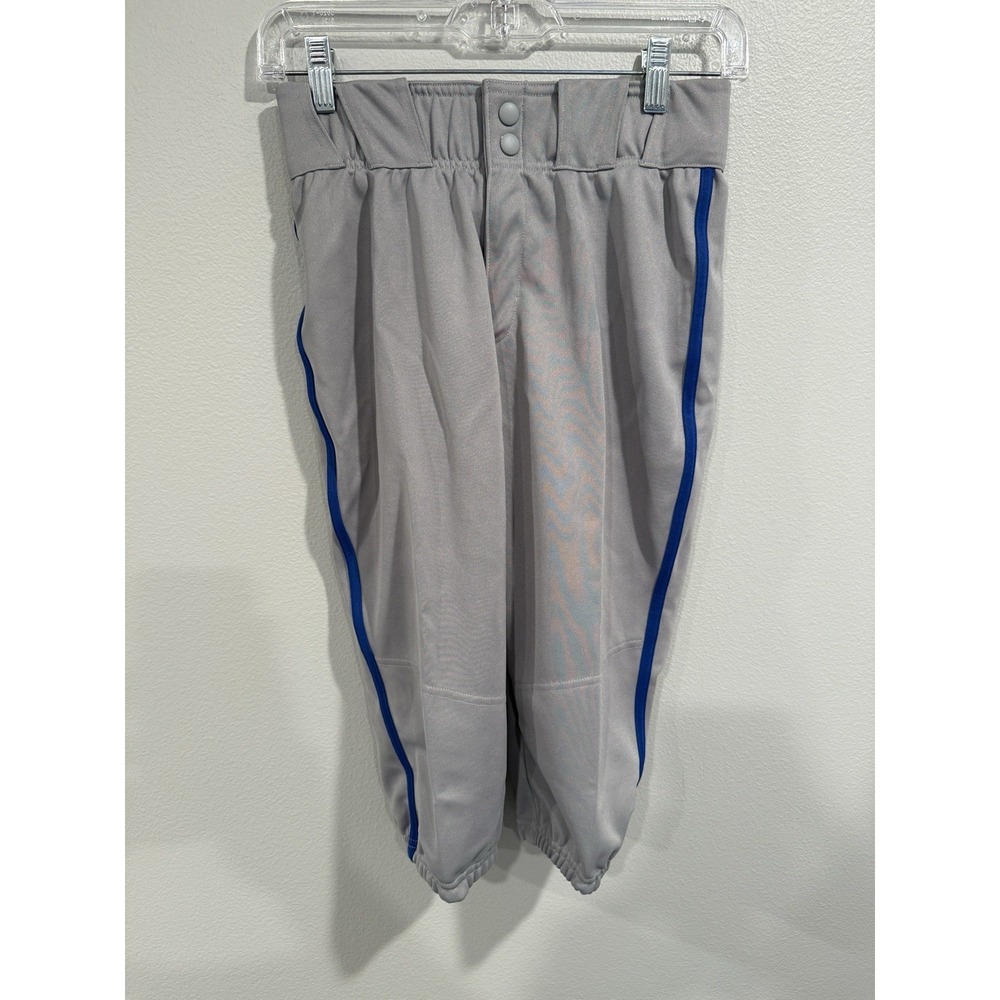 ADIDAS‎ Kids Baseball Pants YICN PRO PIP Gray With Blue Stripe Size Medium